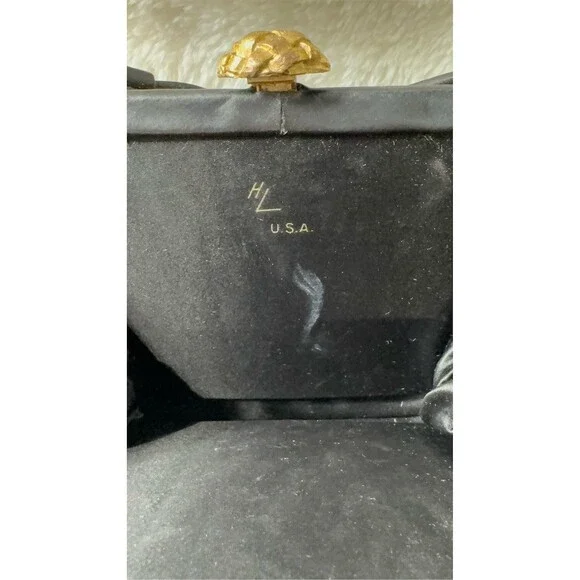 Harry Levine Vintage Handbag Purse Womens Small Black Gold Clasp Coin - Picture 8 of 10